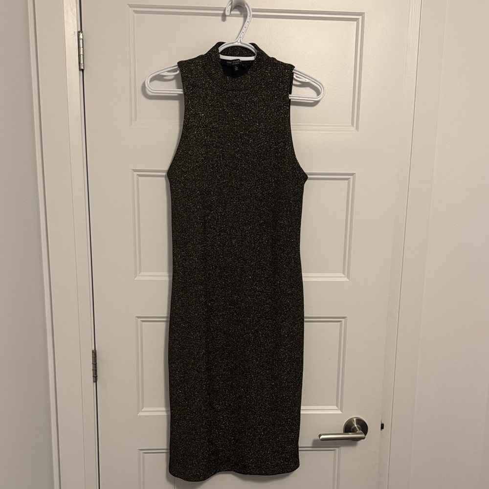 One Clothing Black and Gold Midi Dress